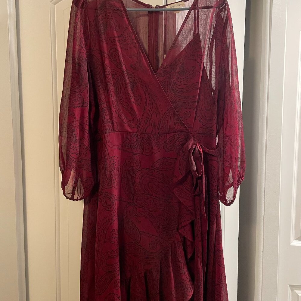 Calvin Klein Burgundy Wrap Dress